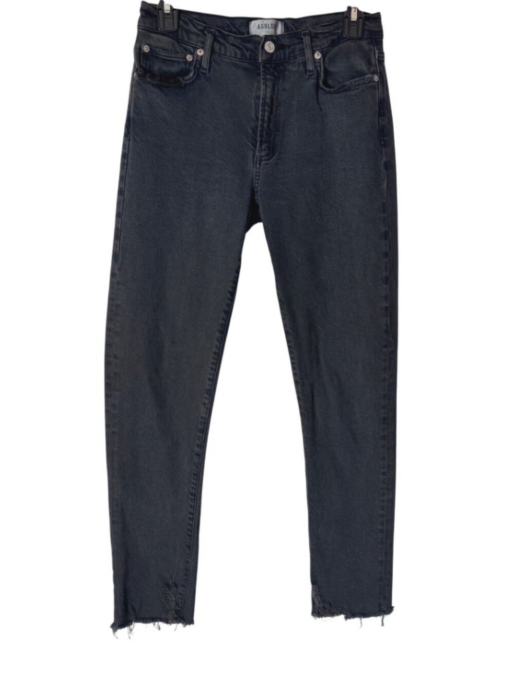 Agolde Slim Straight Jeans Women 27 Washed Black Raw Hem